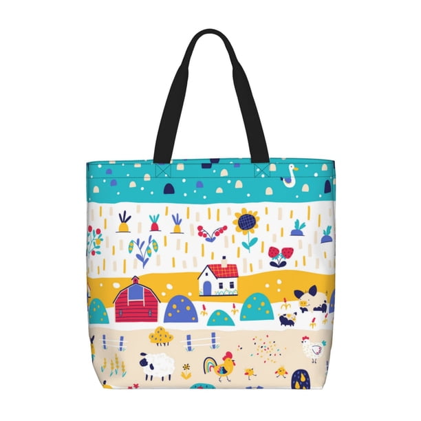 Easygdp Funny Farm Bolsa Tote para Mujer, Bolso de Hombro para Trabajo, Playa, Viajes, Compras y Supermercado