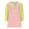 thumbnail image 3 of Womens Henley Shirts, 3/4 Sleeve Shirts for Women Fall Casual Color Patchwork Button Up Notch V Neck T Shirts S-3XL, 3 of 8