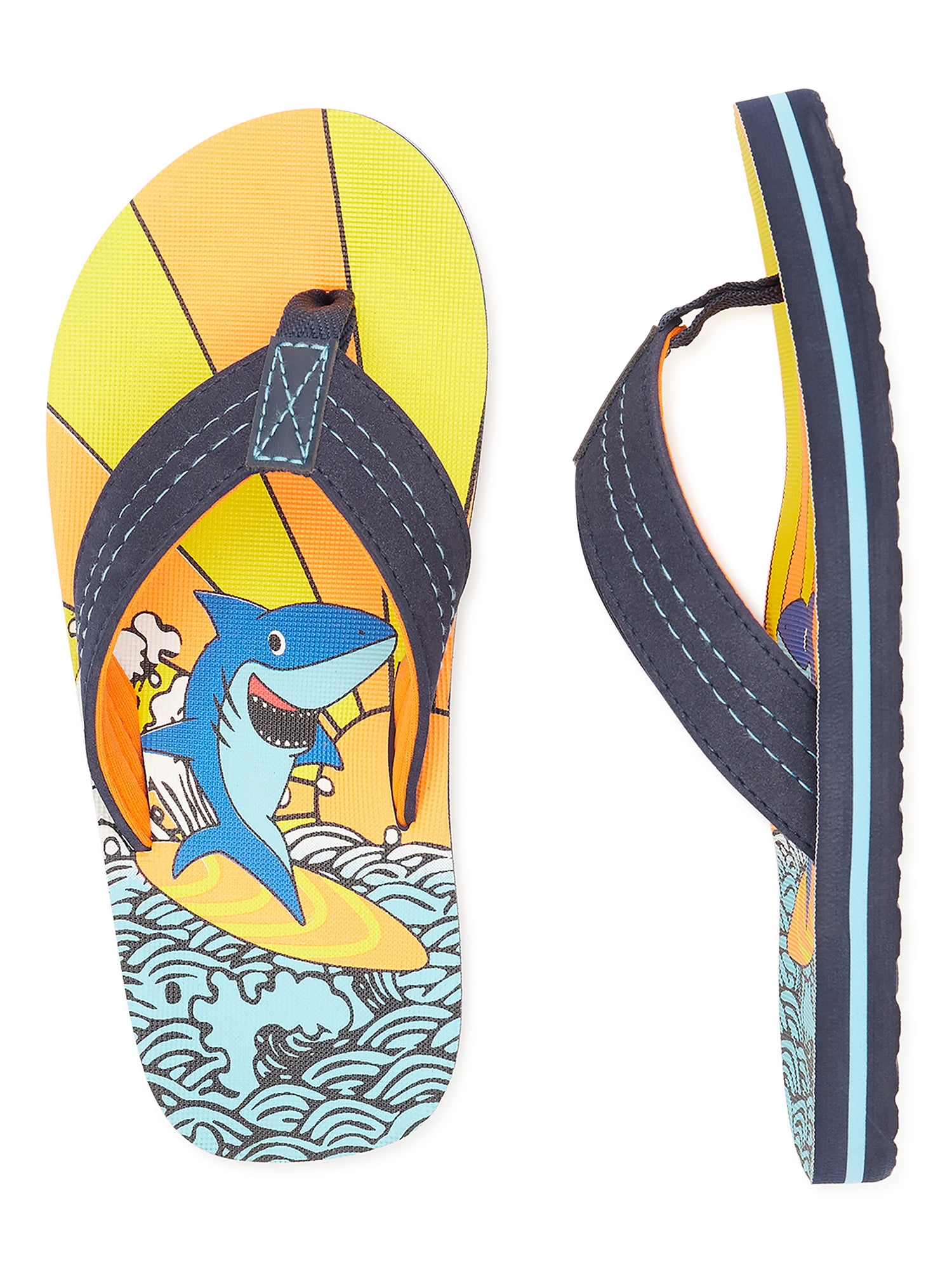 Wonder Nation Little & Big Boys Surf Shark Flip Flops, Sizes 11/12- 6