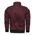 thumbnail image 4 of Varsity Jacket Men Casual Solid Color Stand Full Zip Long Sleeve Pocket Trench Loose Straight Jacket,,4XL, 4 of 5