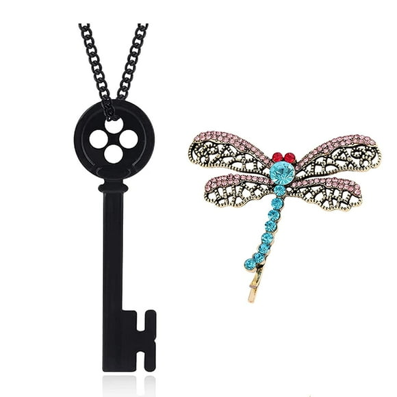 key chain stone dragonfly, hair clip coraline merch matching set,green looking stone,Cubic Zirconia