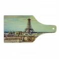 thumbnail image 1 of Eiffel Tower Cutting Board, Eiffel Tower Historic Vintage Cityscape Famous Monument Urban Art, Tempered Glass Cutting and Serving Board, Wine Bottle Shape, Almond Green Yellow, by Ambesonne, 1 of 1