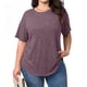 thumbnail image 1 of TaTaai Plus Size Everyday Top Women, Striped Short Sleeve Round Neck T-Shirt, Loose Fit Five Quarter Sleeve Blouse, Lightweight Soft Casual Apparel Gift, 1 of 9