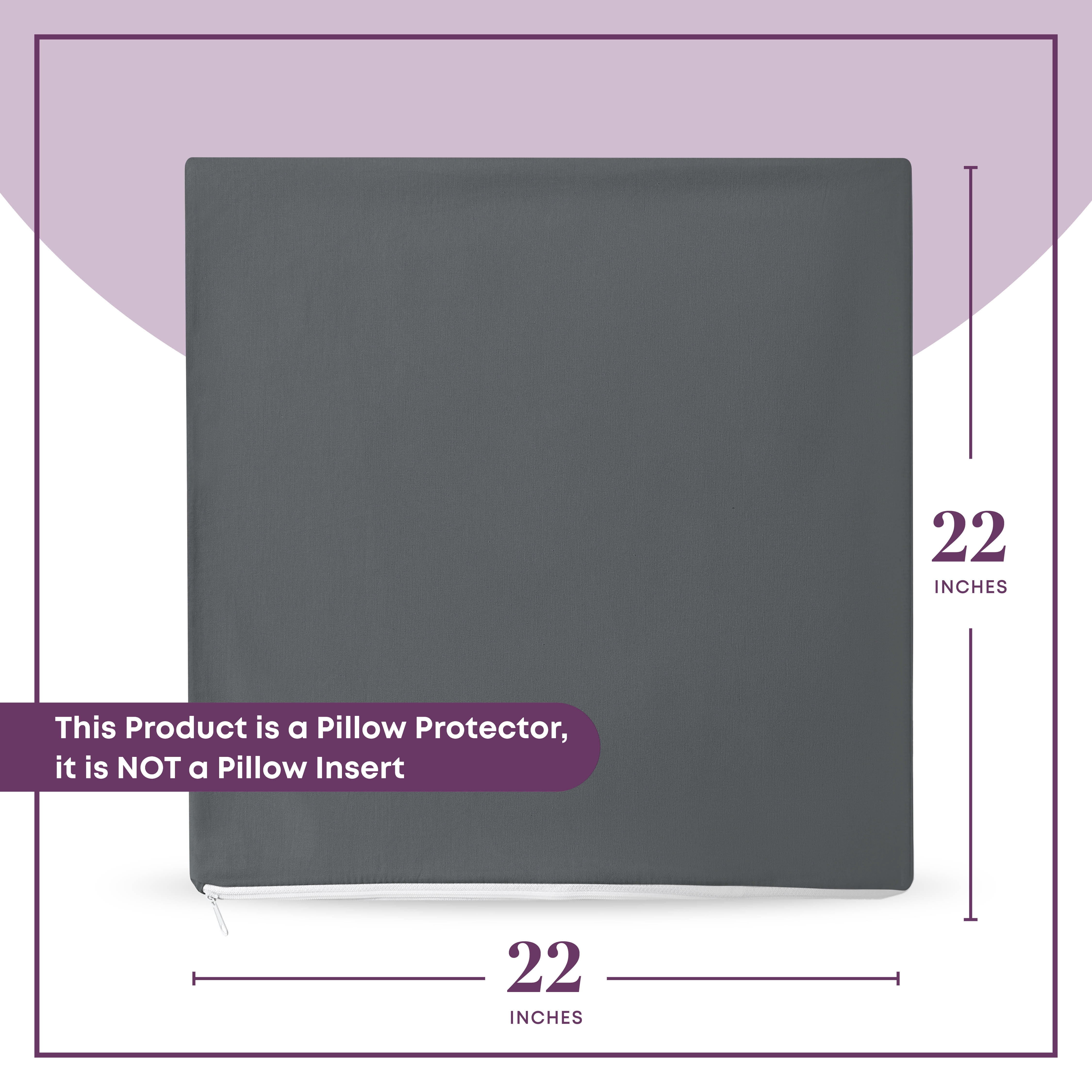 CIRCLESHOME Throw Pillow Protectors - 100% Cotton Breathable Pillowcases - 22 X 22 Square Pillowcases - Protects Pillows from Dirt, Dust and Debris (Square Pillow - 4 Pack- 22x22)