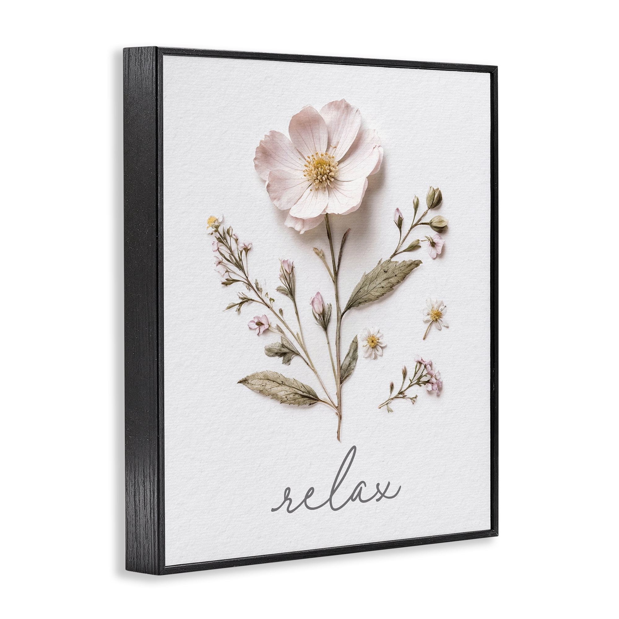 Pressed Flowers Relax Black Framed Giclee Art, design by Lettered and Lined
