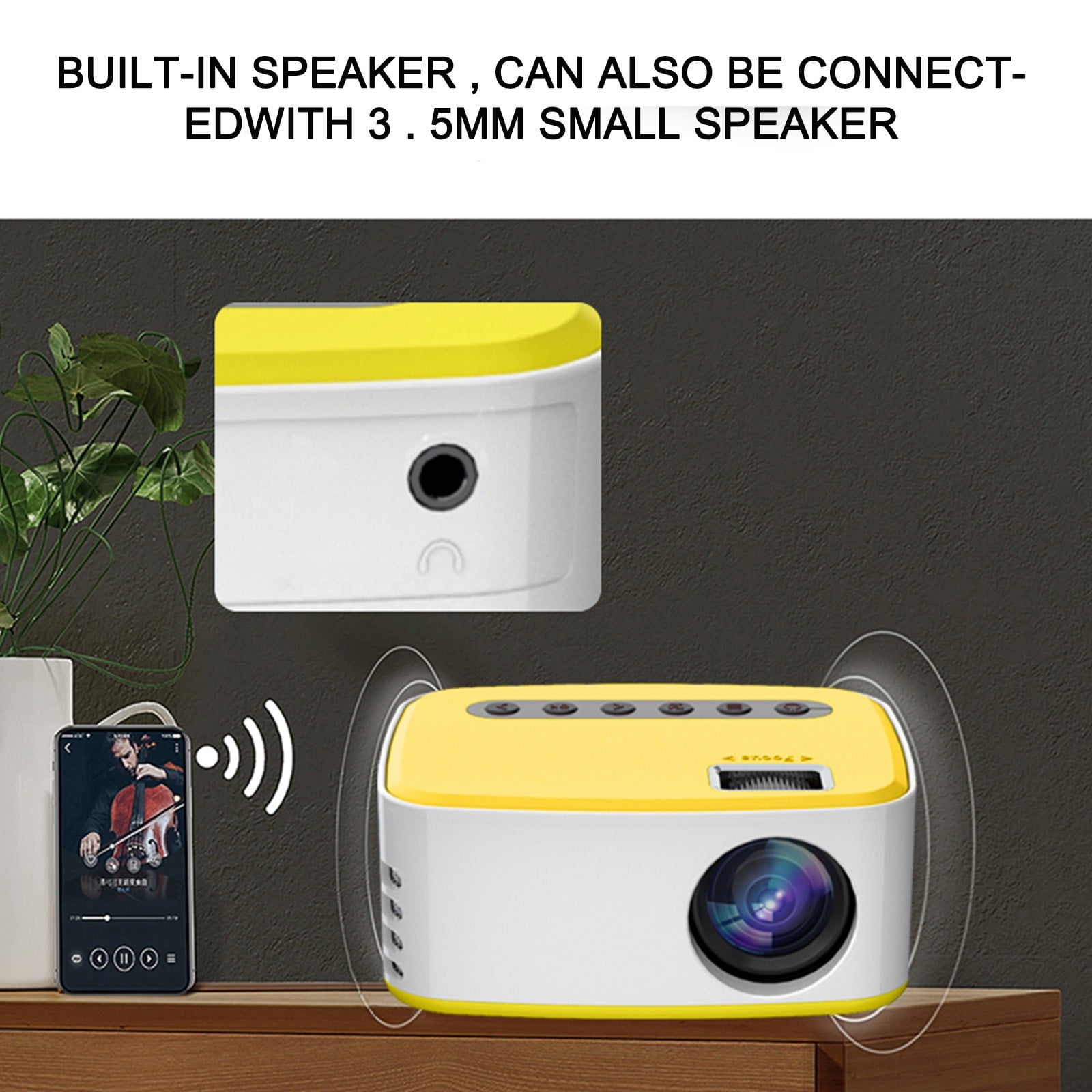 Nkmbld 4K Projector with WiFi and Bluetooth, Portable Small Movie Projector, Compatible with iOS/Android/Windows/TV Stick/Box/Usb/HDMI for Home Entertainment