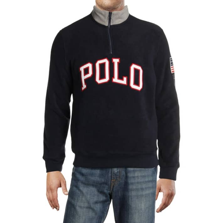 Polo Ralph Lauren Mens Fleece Logo 1/4 Zip Pullover Navy XXL 