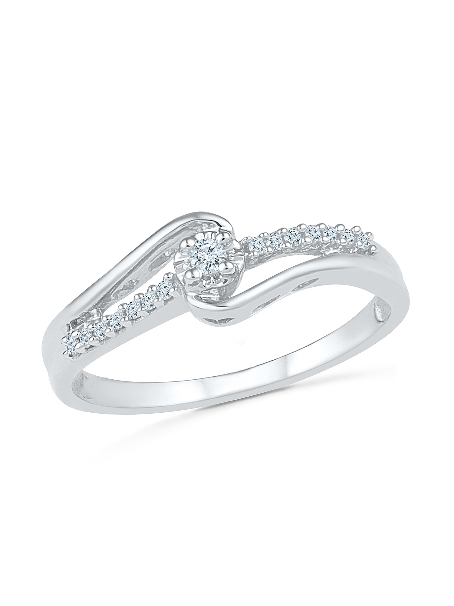 Title 10KT White Gold Round Diamond Promise Ring (1/10 cttw