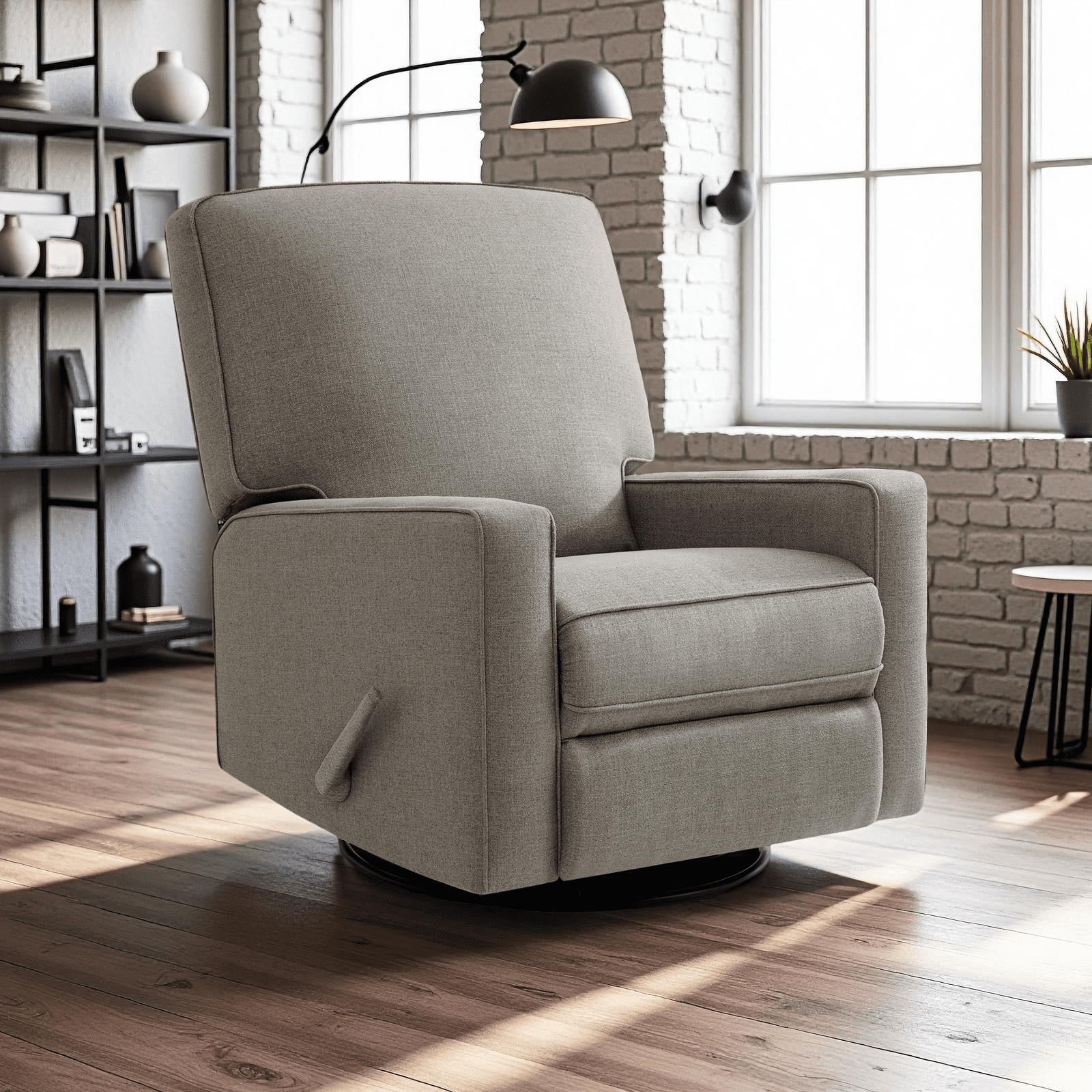 Fairyland Multi-Functional Swivel Glider Recliner Chair, 360° Rocking Recliner for Small Spaces, Nursery & Home Theater,Grey