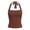 Brown, variant on Womens Halter Neck Crop Top Sleeveless Backless Slim Fit Tank Shirt Casual Club Streetwear Top for Summer Parties Red XS