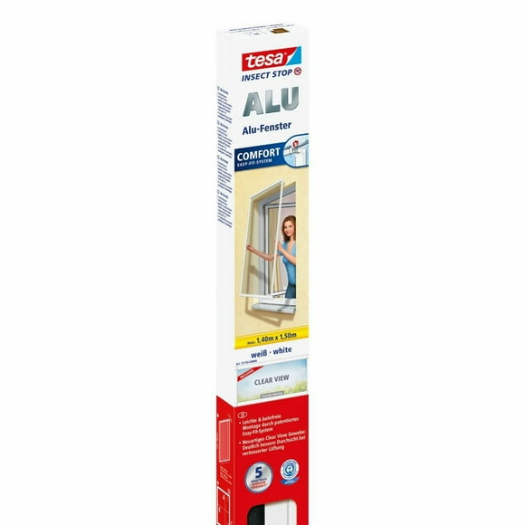 TESA MOSKITIERA OKIENNA ALUMINIOWA RAMA BIAŁA 1,4m x 1,5m COMFORT