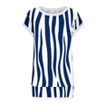 thumbnail image 5 of uublik Two Piece Pajama Set for Women Casual Short Sleeve Tops and Drawstring Shorts Loungewear Matching Sleepwear Blue, 5 of 6