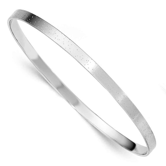 Primal Silver Sterling Silver Rhodium-plated 4.00mm Polished and Textured Bangle