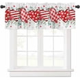 thumbnail image 2 of Valentines Birthday Gifts Window Curtain Kitchen Valance for Living Room Valentines Day Red Love Eucalyptus Leaves Romantic Roses Farmhouse Rod Pocket Curtain Valance 1 Panel 54x18 Inch, 2 of 6