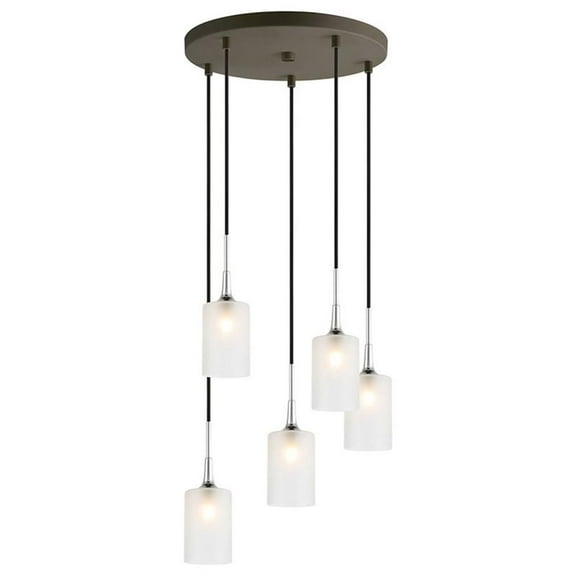 Woodbridge Lighting Chelsea 5-Light Opal Glass Cluster Pendant in Chrome/Bronze
