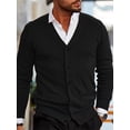 thumbnail image 4 of Men’s Button up Knit Cardigan Casual Long Sleeve V Neck Solid Color Sweater Knitted Outwear, Poly, 4 of 6