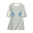 thumbnail image 4 of Bibifish Womens Tee Tops Casual Daily Print Fashion Soft Comfy Drop Shoulder Short Sleeve Tee Tops Daily Wear Commute Summer Going Out Beach Wear Tops, 4 of 4
