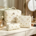 thumbnail image 6 of Lypsnake 3PCS Quilted Cotton Makeup Bag Set, Floral Print Large Travel Cosmetic Organizer, Lightweight Portable Toiletry Pouch for Women Travel Daily Use and Makeup Storage, 6 of 7