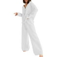 thumbnail image 1 of Ensembles de Pyjama pour Femmes Mode pour Dames Couleur Unie Coton Chemise Ample Manches Longues Pyjamas Pyjamas Ensemble Deux Pièces m, 1 of 3