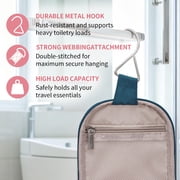 Narwey Hanging Toiletry Bag with Hook Quilted Travel Make up Bag with Multiple Compartments, Cosmetic Organizer Dopp Kit for Women Men, Medium, Teal