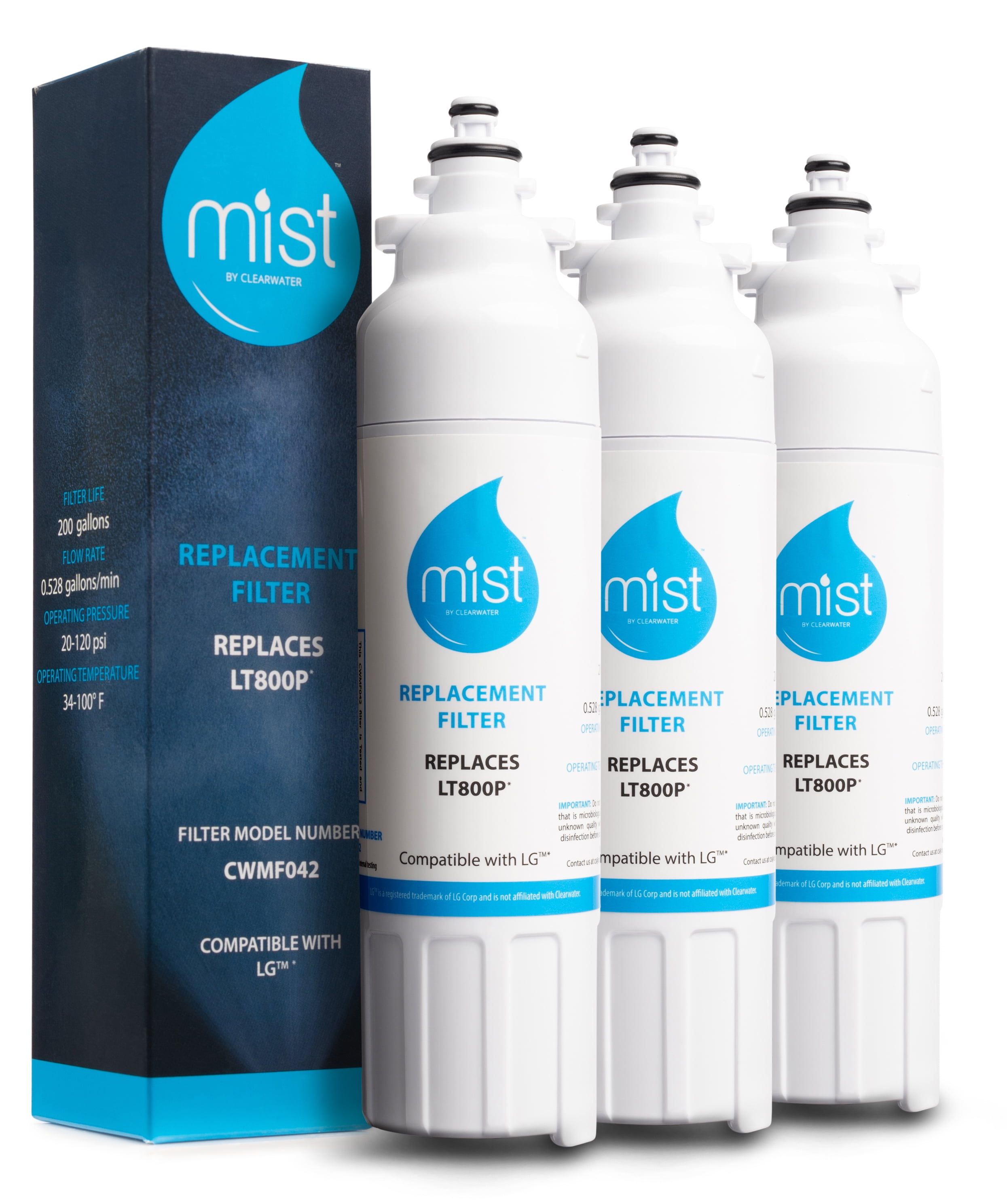 Mist LG ADQ73613401 LT800P, Kenmore 9490 Water Filter Replacement, 3 Pack