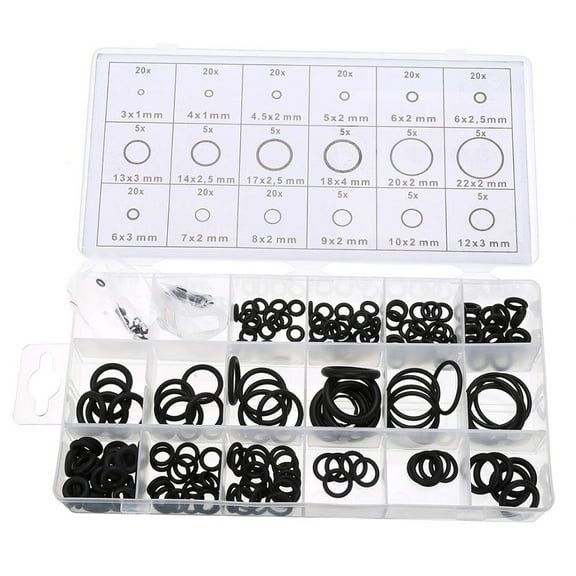 Raindrops Sealing Washer Kit 225 Pcs Black Rubber for Applications