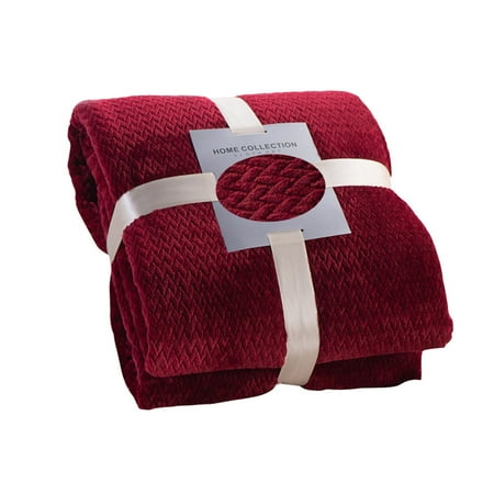 Plush Throw Blanket, Soft Plush Fleece Blanket for Couch Sofa Bed, Lightweight Warm Cozy Throw Blanket for Adult, Comforter for Home Office Travel Indoor, 39.3x7.5 Inch, Maroon