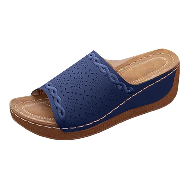 FhgihG Leather Wedge Sandals Women Orthotic Arch Support Summer Non Slip Platform