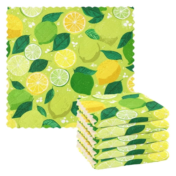 6 Pieces of Kitchen Towels 11x11Inch Kitchen Dish Cloths Kitchen Dish Towels Reuseable Cleaning Cloths Cute Lemon