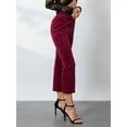thumbnail image 5 of Women Flare Pants, Elastic Waist Casual High Waist Solid Color Cropped Pants Fall Trousers, 5 of 7