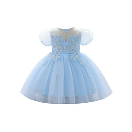 

Bagilaanoe Toddler Baby Girl Party Dress Short Sleeve A-line Princess Dresses 9M 12M 18M 24M 3T 4T 5T Tulle Dress for Birthday Wedding