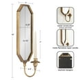 thumbnail image 3 of Kate and Laurel Wardelle Vintage Mirrored Wall Sconce, 7 x 5 x 18, Gold, Antique Scalloped Candlestick Holder with Mirror for Bathroom or Bedroom Wall Decor, 3 of 9
