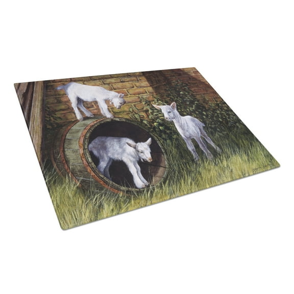 Carolines Treasures BDBA0232LCB Goats by Daphne Baxter Glass Cutting Board Large, 12H x 16W, multicolor