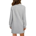 thumbnail image 6 of Women's Long Sleeve Lapel Collared V Neck Sweatshirt Dress - Loose Fit Mini - S-XXL, 6 of 6