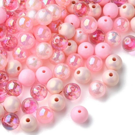 100Pcs 15mm Pink Acrylic Bubblegum Round Beads for Necklace Bracelet Crafts Making