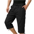 thumbnail image 2 of WIZUTIZ Mens Cotton Cargo Capri Shorts, Button-Zipper Closure, Casual Straight Fit Work Hiking Trousers with Multi-Pockets, 2 of 4