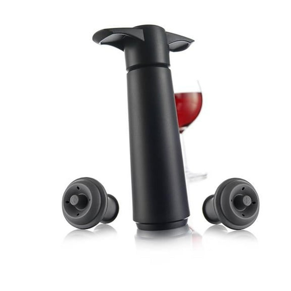 Wine Saver Giftpack, Black - 1 Pump & 2 Stoppers