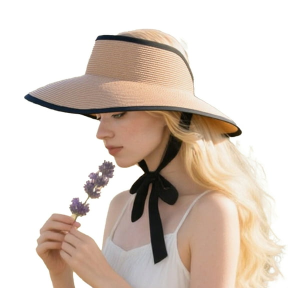 TT Sun Visor Hats Women Wide Brim Pontytail Summer Beach Hats, Packable Beach Hats, Sun Protection