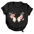 thumbnail image 2 of NAMTYQX Womens T Shirts Loose Fit Lounge Short Sleeve Graphic Print Stretch Crewneck Cool Oversized Relaxed Fit Womens Spring Tops Black Size 2XL, 2 of 4