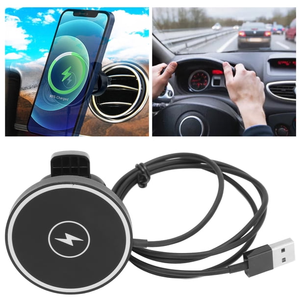 Cargador De Coche Inalámbrico Magnético Inalámbrico, Soporte De Cargador De Coche Inalámbrico Rápido De 15W Con Abrazadera De Ventilación De Aire Para 12 13