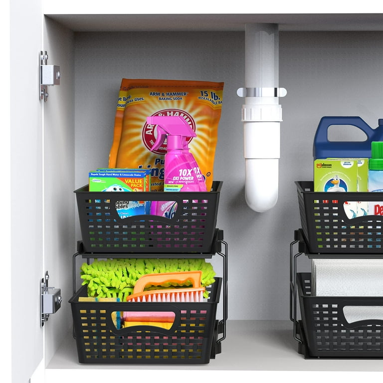 Under Sink Organizers and Storage,2 Pack,2-Tiers Pull-Out Home Organiz –  wallqmer