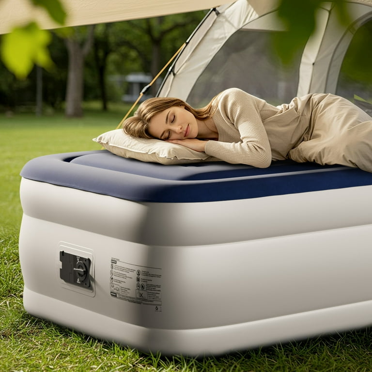 NXONE Twin Air Mattress With Built-in Pump – 13 Inch Inflatable Airbed For Camping, Guests, Quick Inflation/Deflation