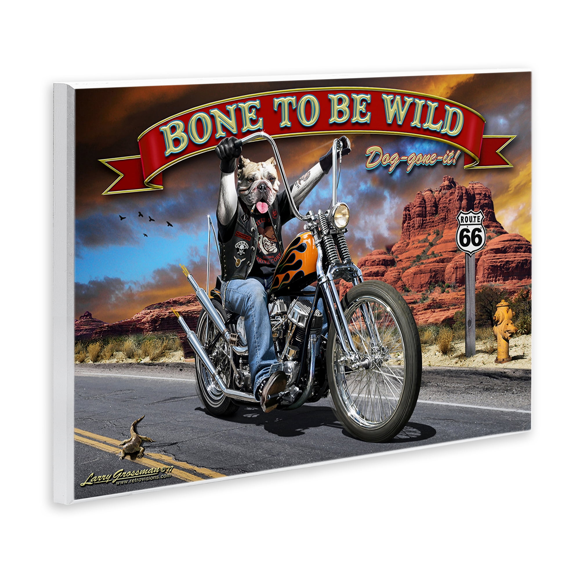 Stupell Industries Bone Wild Motorcycle Dog Transportation Painting Unframed Art Print Wall Art, 19 x 13