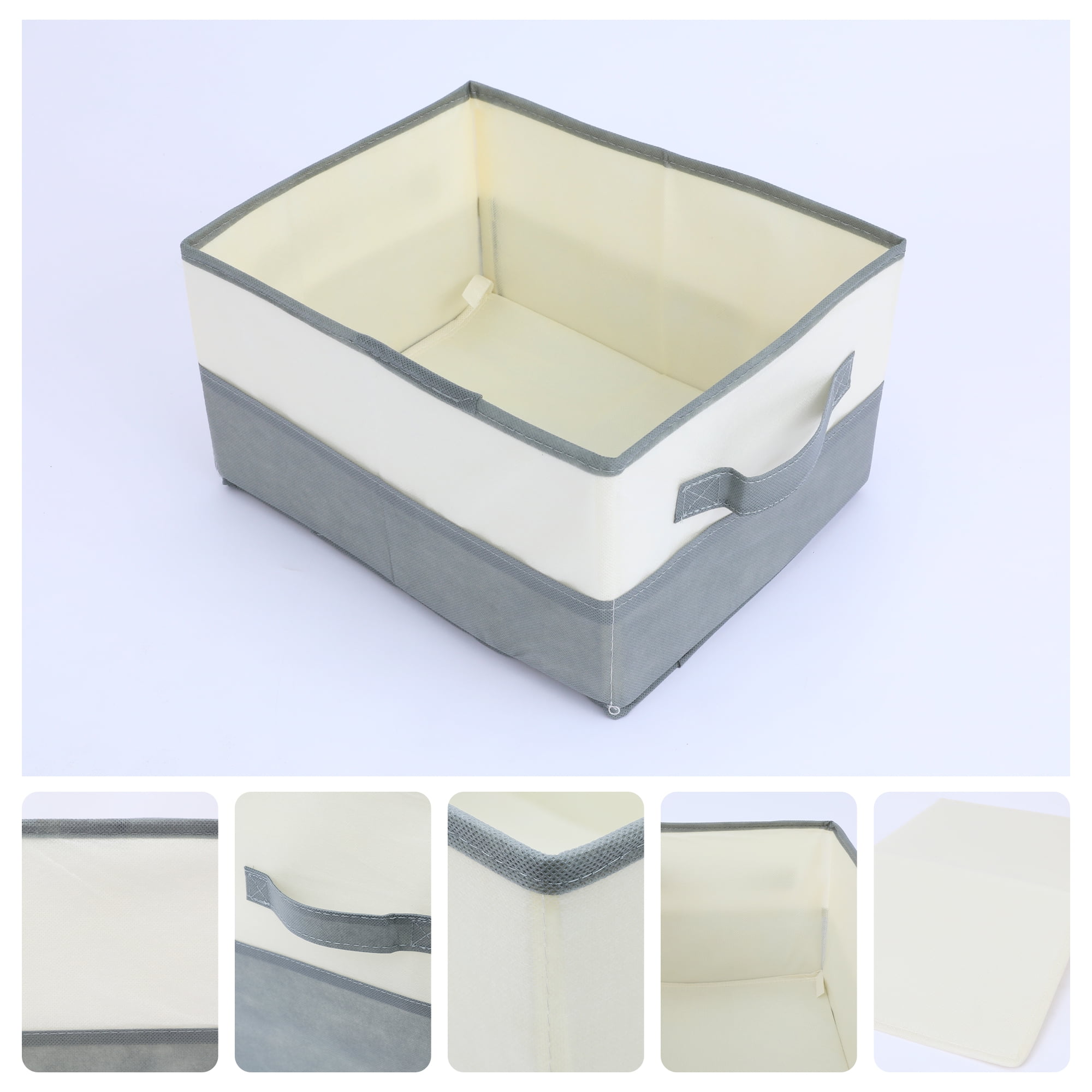Unique Bargains Fabric Storage Cube Storage Bin Storage Basket Grey 5.7*9.5*6.7in