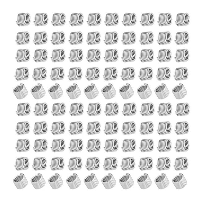 100 Pcs Hélicoïdal Type Enroulé, Helicoil M8 2d Manchon de Réparation de Vis de Fil M6x1.0x1.5D 304 Kit d'Assortiment d'Insert de Réparation de Fil d'Acier Inoxydable
