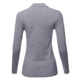 thumbnail image 3 of A2Y Women's Basic Solid Soft Cotton Long Sleeve Mock Neck Top Shirts Junior Fit Heather Grey M, 3 of 6