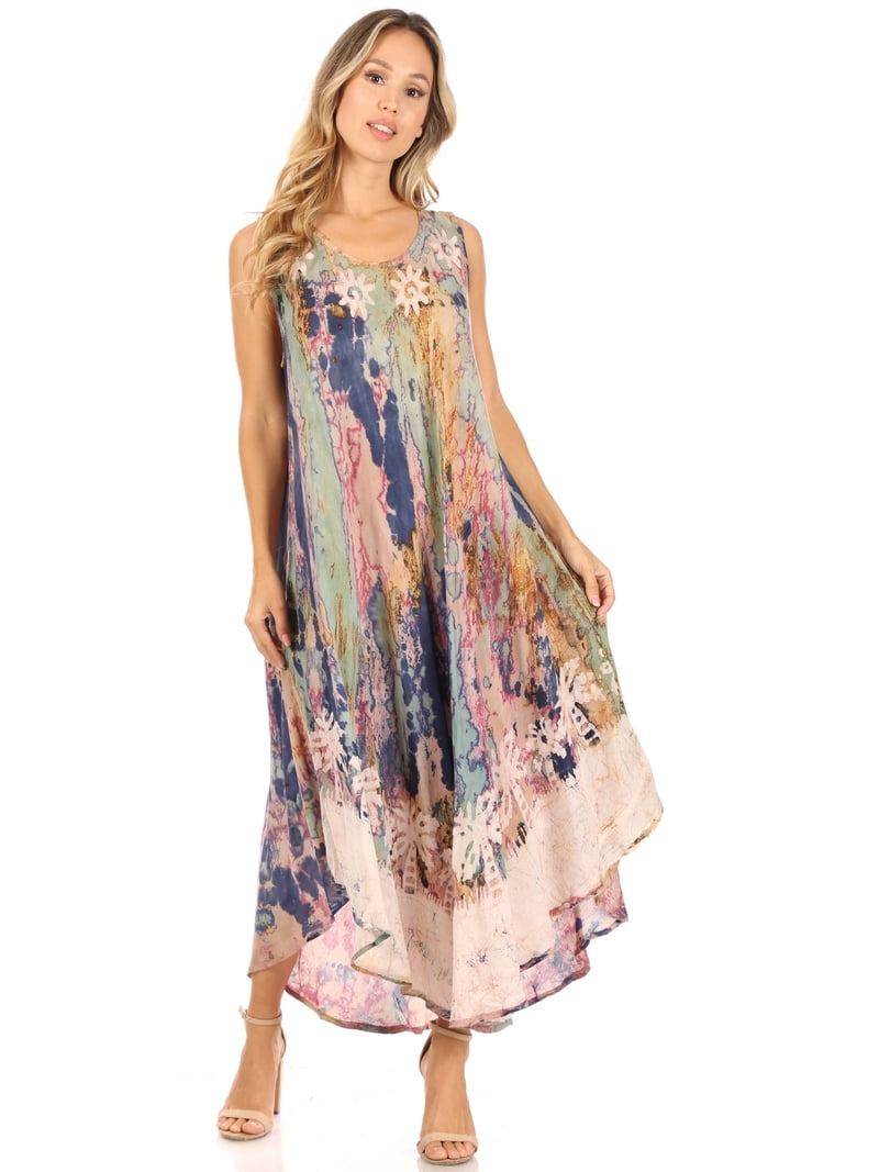 batik boho dress Sakkas Julia Flared Multi-color Marble Rayon Long / Cover Up - Olive Black Dress Belt oits cute Small Soft Color:purplish blue XXL Weight