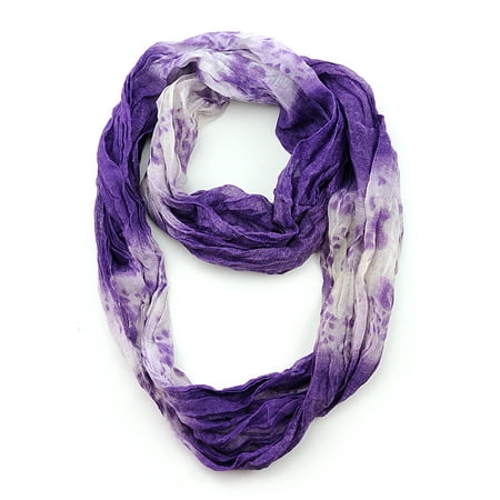 Crinkle Buckle - NYFASHION101 Women's Lightweight Two Tone Crinkle Loop Infinity Scarf, Purple