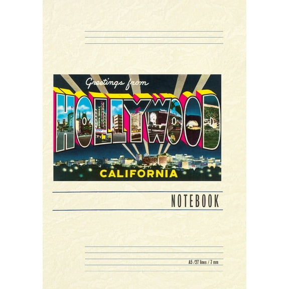 Vintage Lined Notebook Greetings from Hollywood, California, (Paperback)