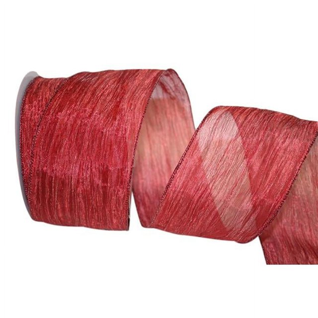 Reliant Ribbon 97597W-065-10X Crushed Mesh Value Wired Edge Ribbon - Red - 4 in. x 30 yards